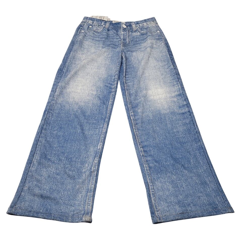 Mila Rosabella pull on jean print wide leg sweatpants large pants light wash